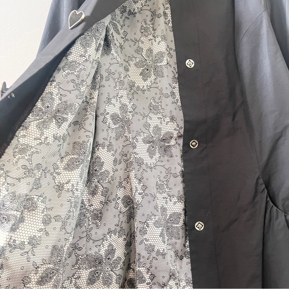 Betsey Johnson Black Trench Coat with Heart Buttons - Picture 5 of 13